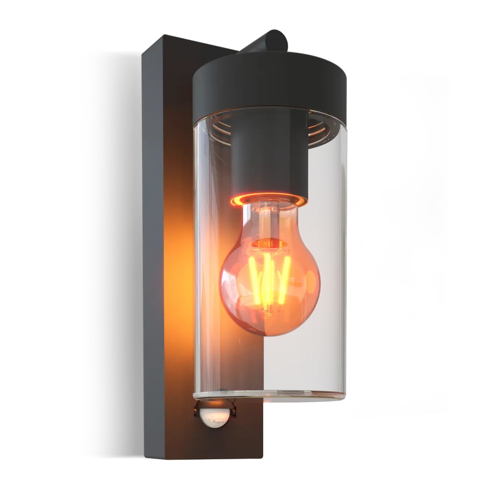 Calex Perugia Wandlamp - E27 - Bewegingssensor - Zwart