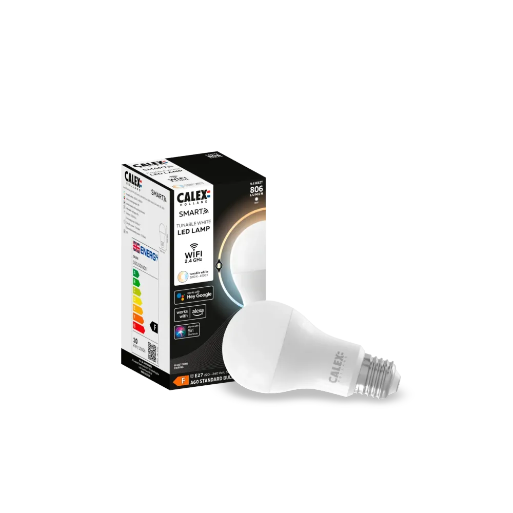 Calex Slimme LED Lamp - E27 - A60 - 9.4W - Wit - Dimbaar