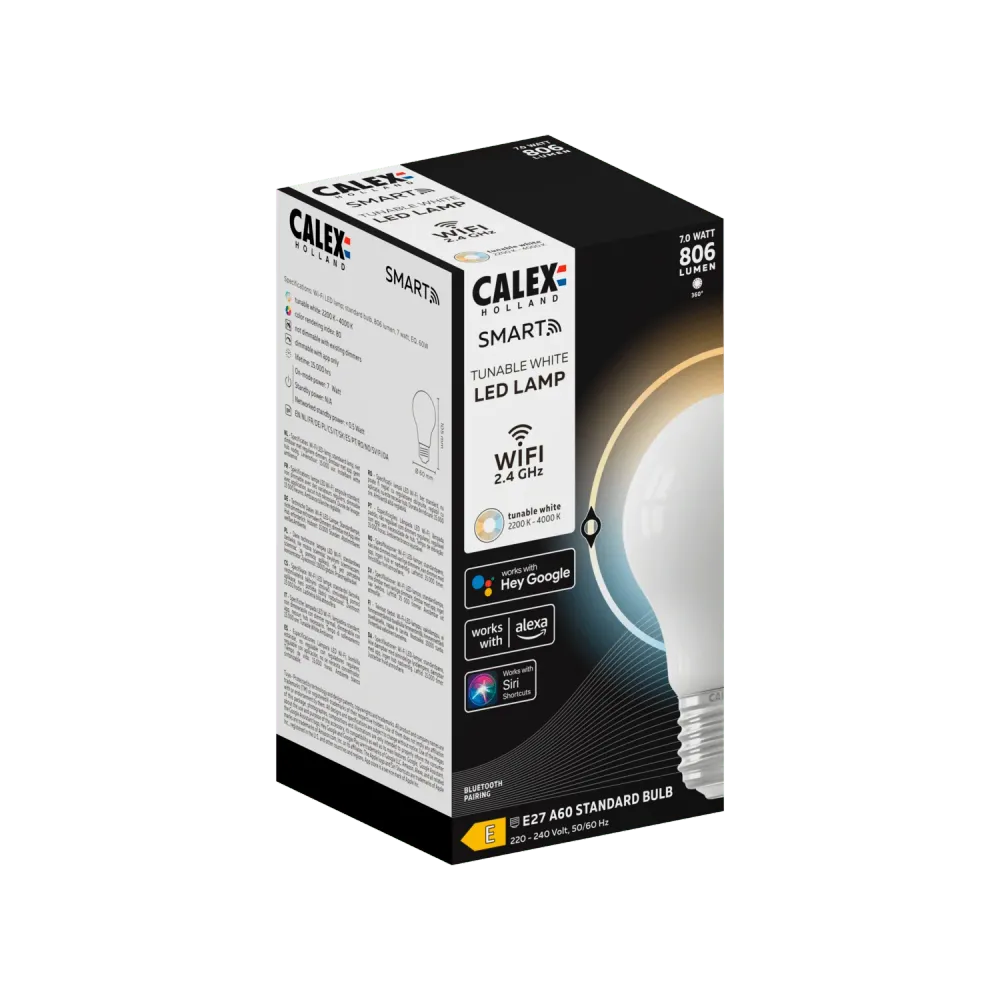 Calex Slimme LED Lamp - Filament - A60 - Softline - E27 - 7.5W