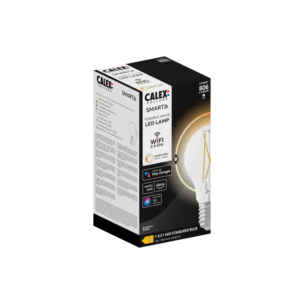 Calex Slimme LED Lamp - Filament - E27 - A60 - Helder - 7W