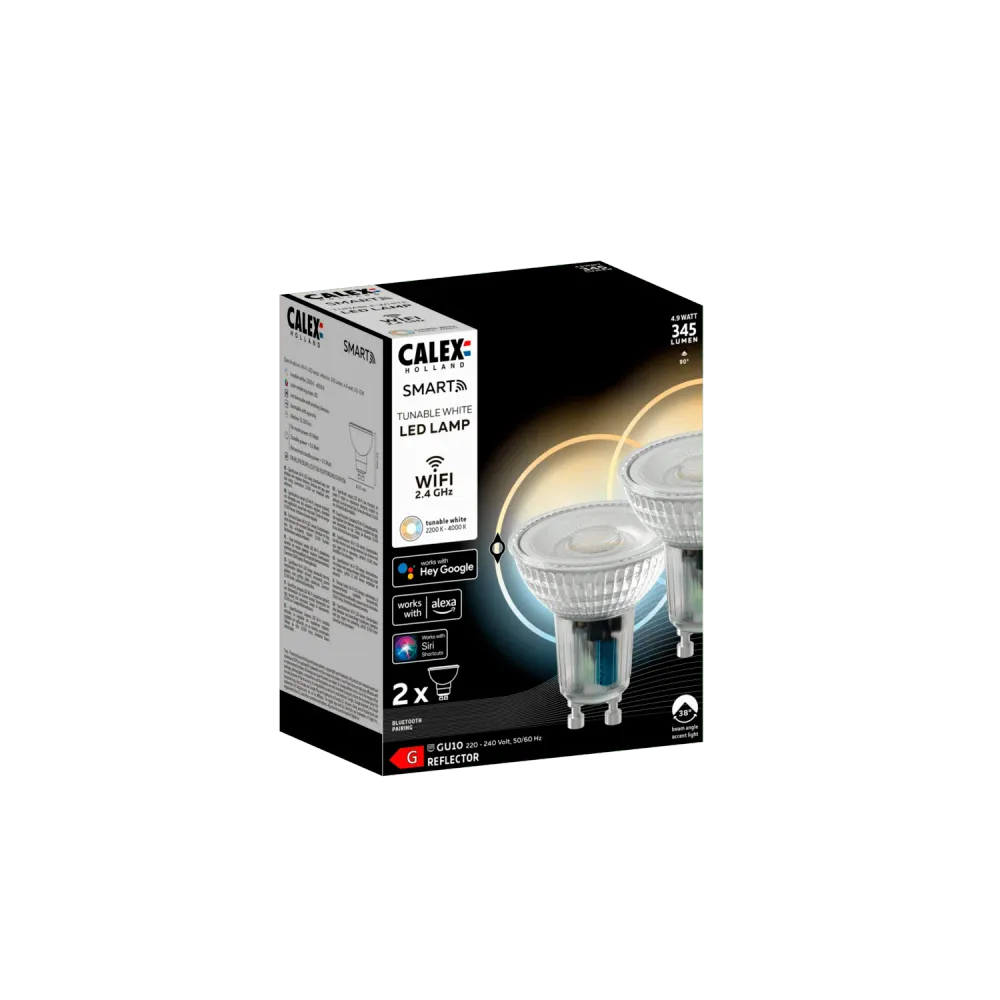 Calex Slimme LED Lamp - 2 Stuks - GU10 - Warm Wit - 4.9W