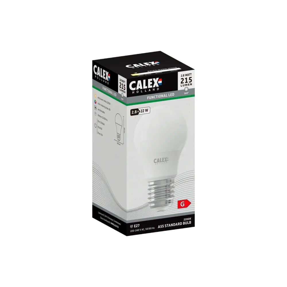 Calex SMD LED Lamp - E27 - A55 - Wit