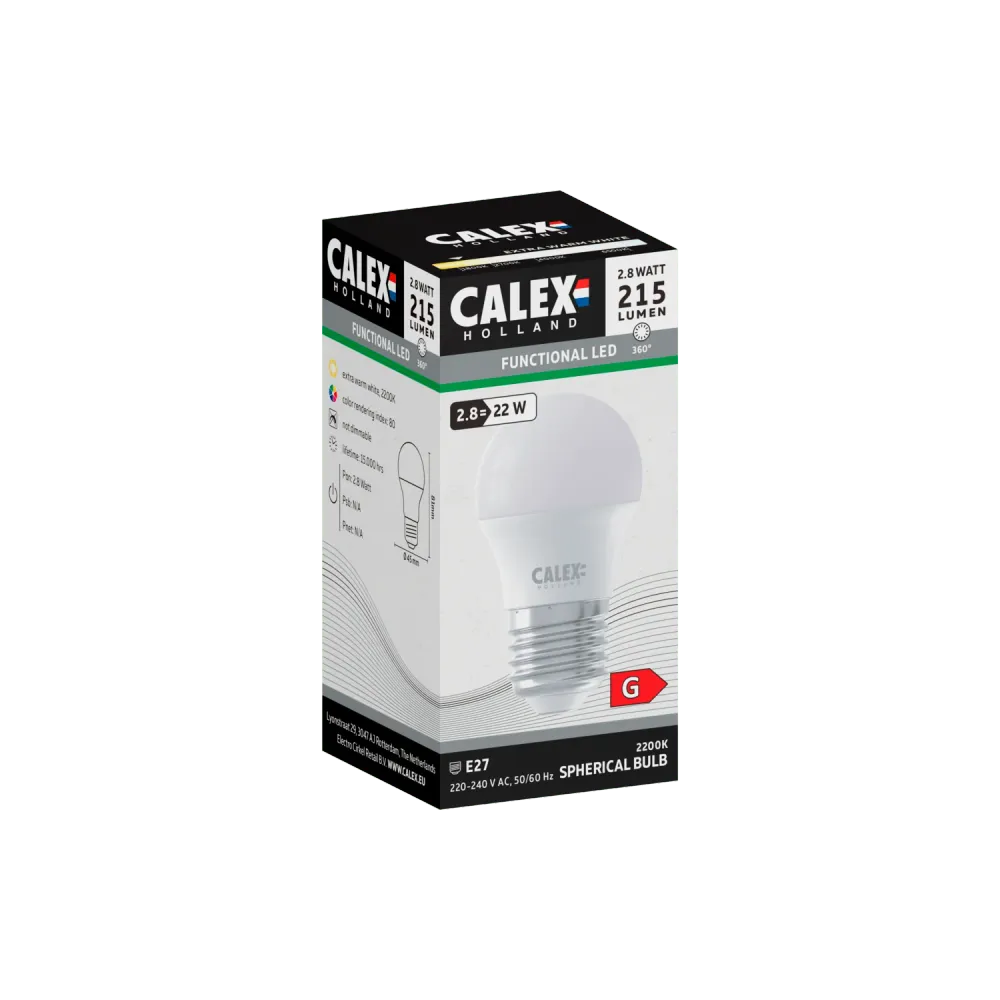 Calex SMD LED Lamp - E27 - P45 - Wit