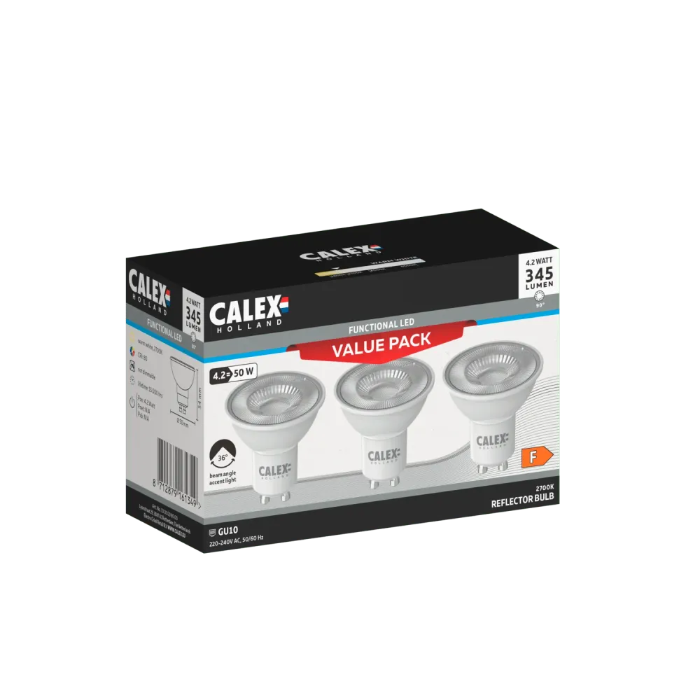 Calex SMD Reflector LED Lamp - 3-Pack - GU10 - Wit