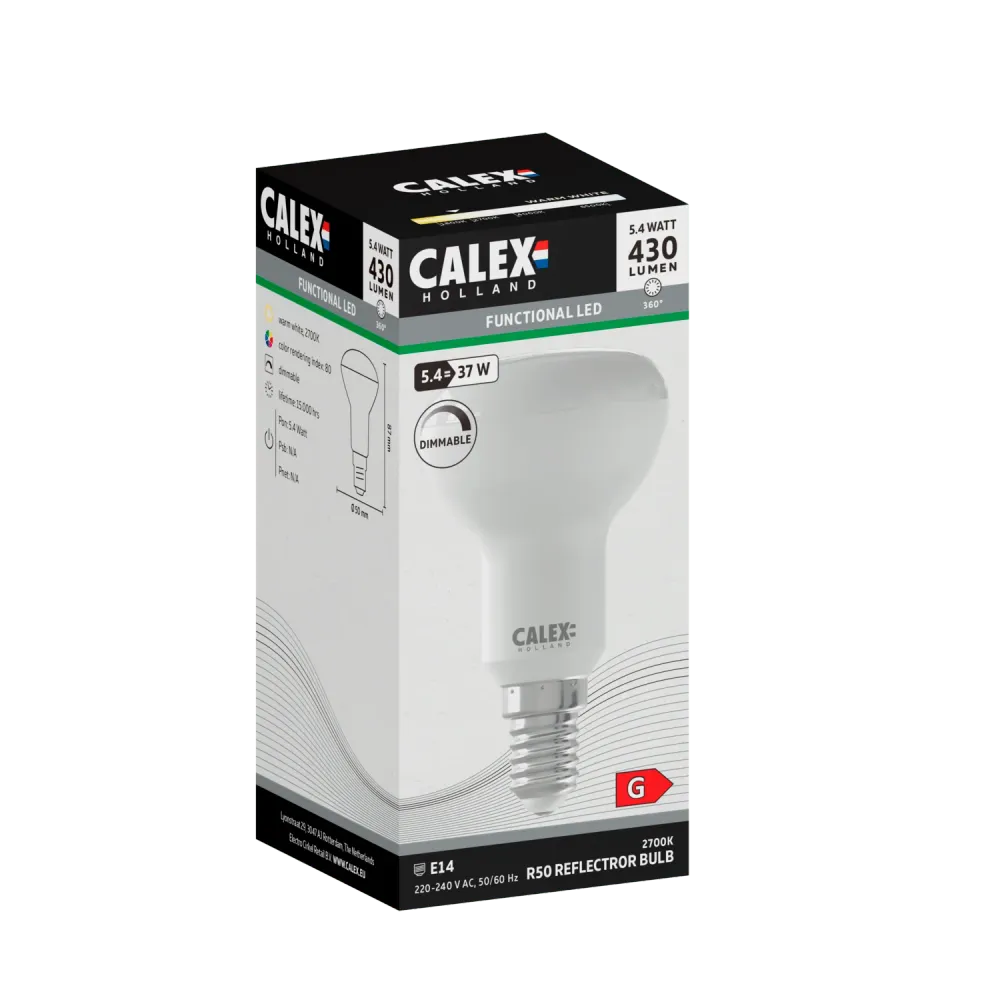 Calex SMD Reflector LED Lamp - E14 - R50 - Wit