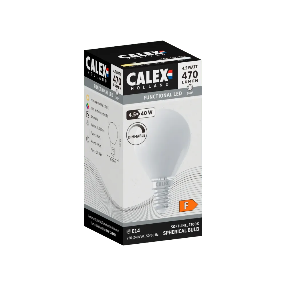 Calex Softline LED Lamp - E14 - P45 - Wit