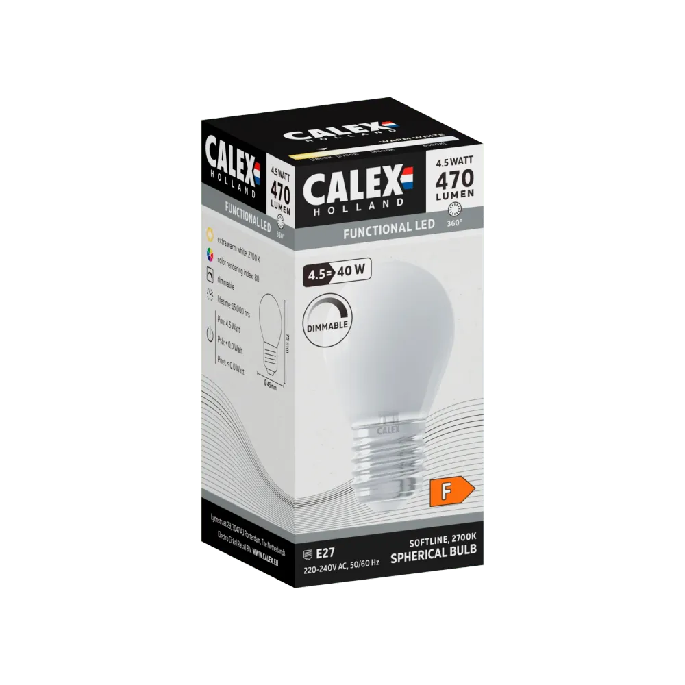 Calex Softline LED Lamp - E27 - P45 - Wit