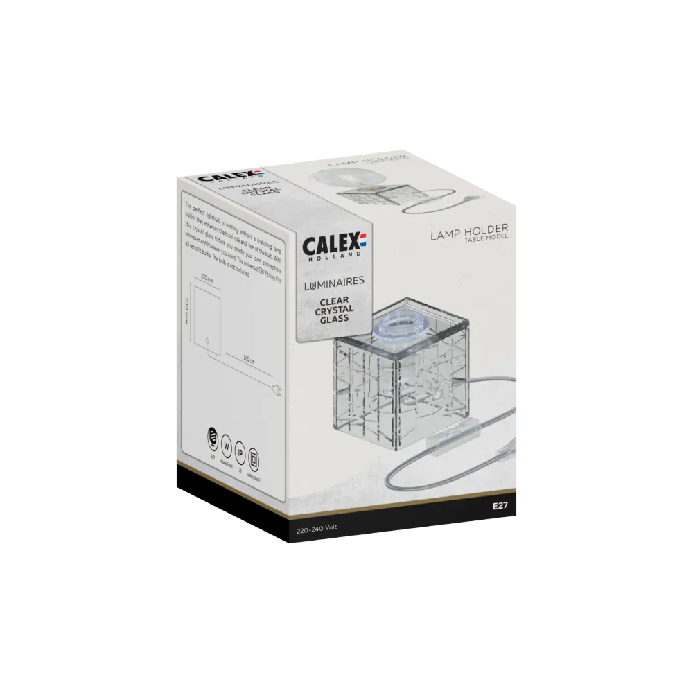 Calex TafelLamp Vierkant - E27 - Glas - Helder