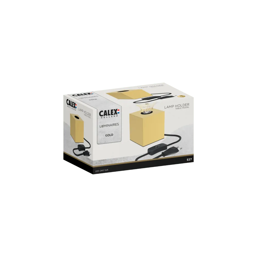Calex TafelLamp Vierkant - E27 - Goud - Excl. Lichtbron