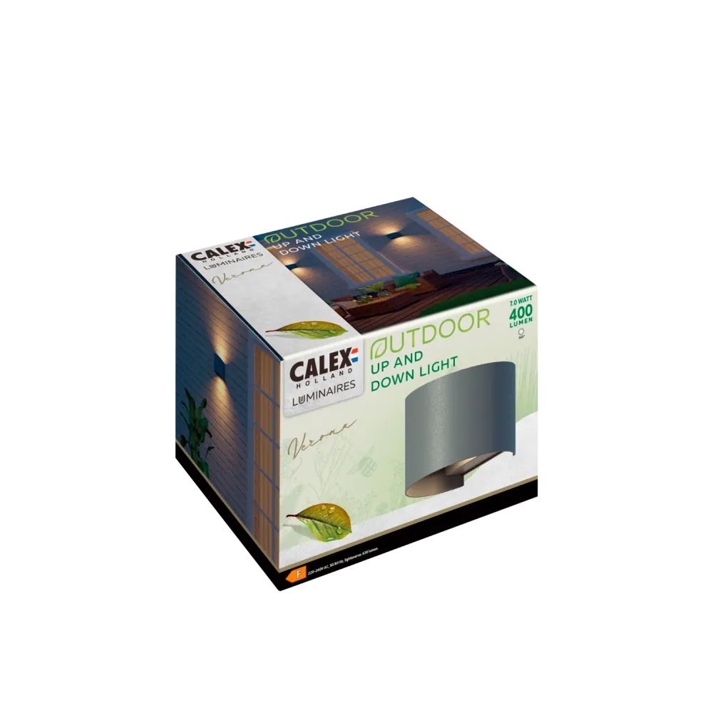 Calex Verona LED Wandlamp Ovaal - Up & Down - Antraciet