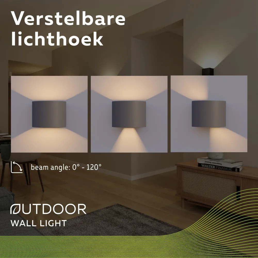 Calex Verona LED Wandlamp Ovaal - Up & Down - Antraciet
