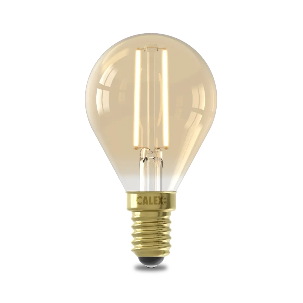 Calex Warm Filament LED Lamp - E14 - P45 - Goud