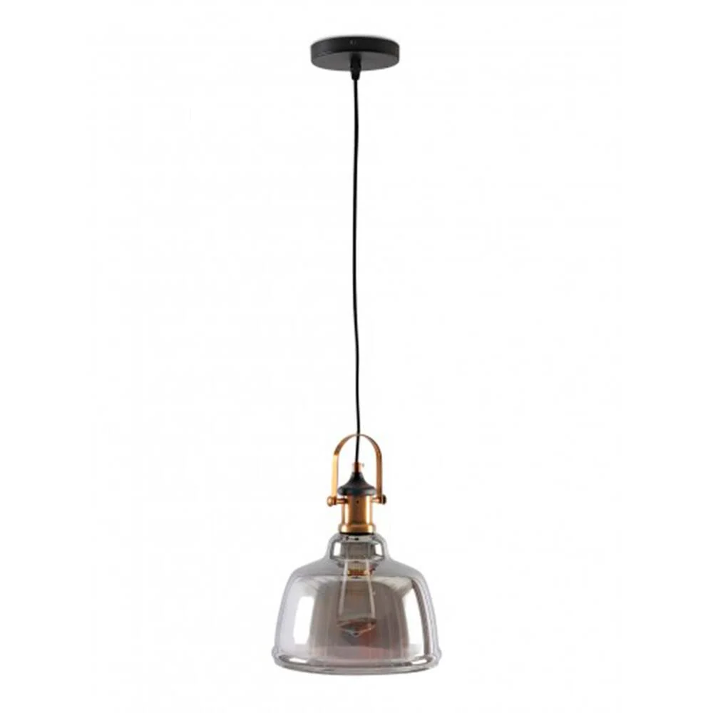LÁMPARA COLGANTE DE CRISTAL CALUX 40W 125V E27 ACABADO HUMO-LATON