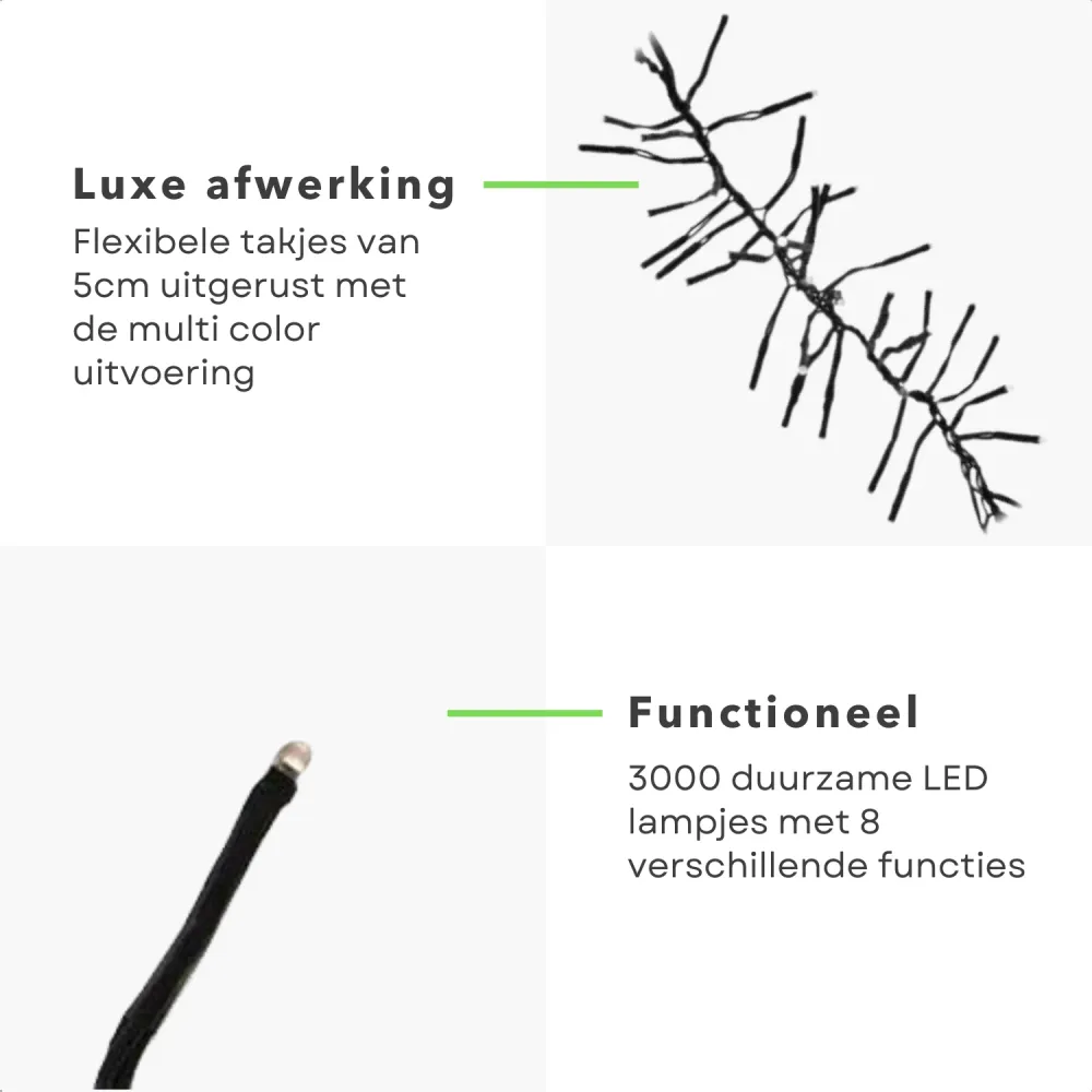Cheqo® XL Kerstboomverlichting - Clusterverlichting - Kerstlampjes - Led Verlichting - Kerstverlichting - 3000 LED - 22 me...