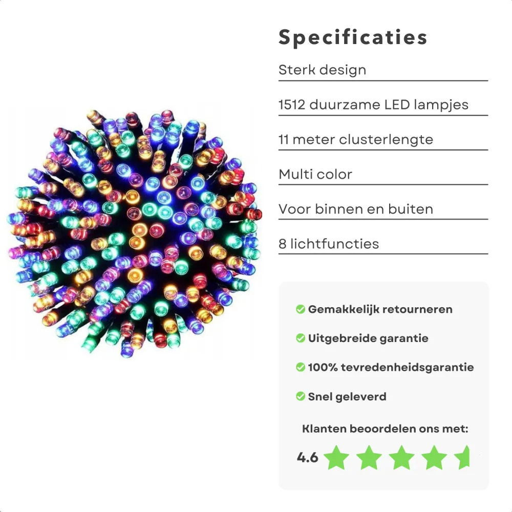 Cheqo® Kerstboomverlichting - Clusterverlichting - Kerstlampjes - Led Verlichting - Kerstverlichting voor Binnen en Buiten...