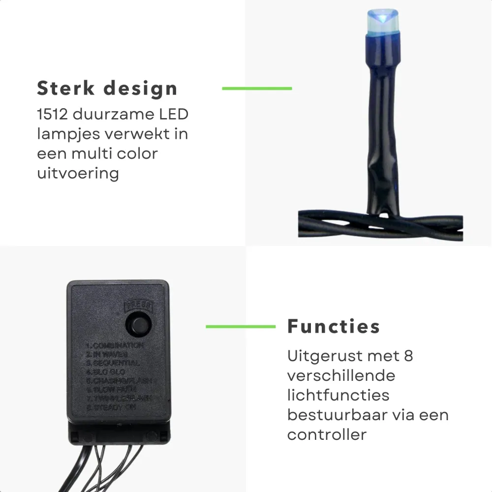Cheqo® Kerstboomverlichting - Clusterverlichting - Kerstlampjes - Led Verlichting - Kerstverlichting voor Binnen en Buiten...