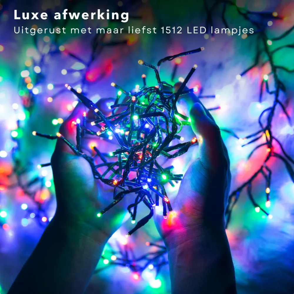 Cheqo® Kerstboomverlichting - Clusterverlichting - Kerstlampjes - Led Verlichting - Kerstverlichting voor Binnen en Buiten...
