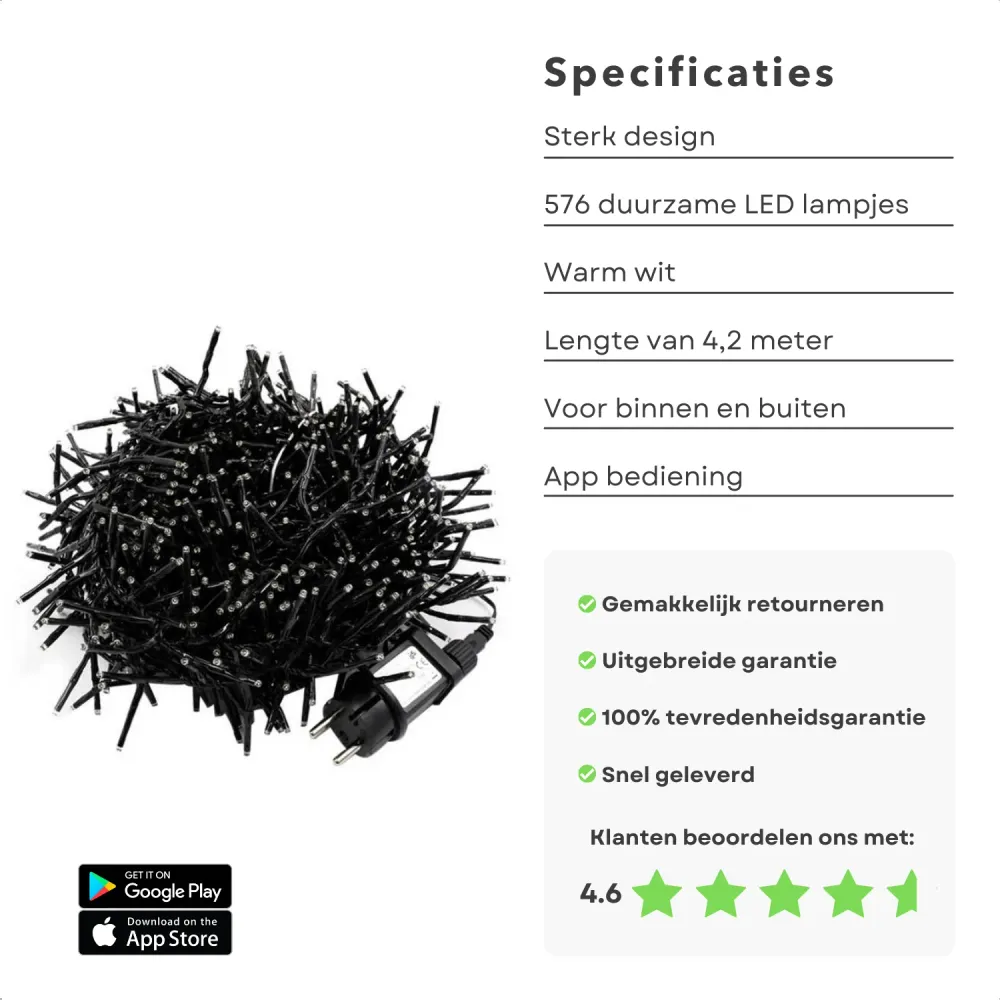 Cheqo® Kerstboomverlichting met App Bediening - Smart Clusterverlichting - Kerstlampjes - Led Verlichting - Kerstverlichti...