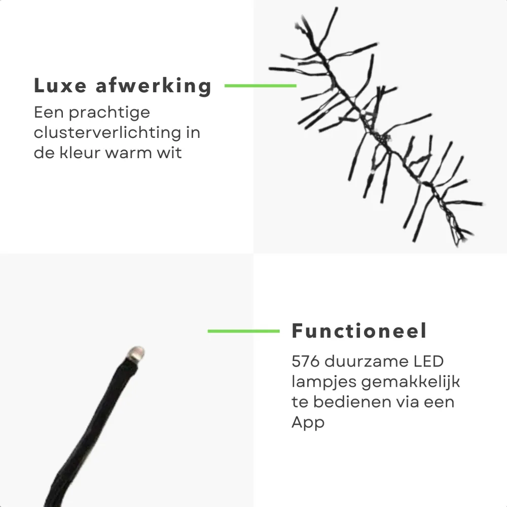 Cheqo® Kerstboomverlichting met App Bediening - Smart Clusterverlichting - Kerstlampjes - Led Verlichting - Kerstverlichti...