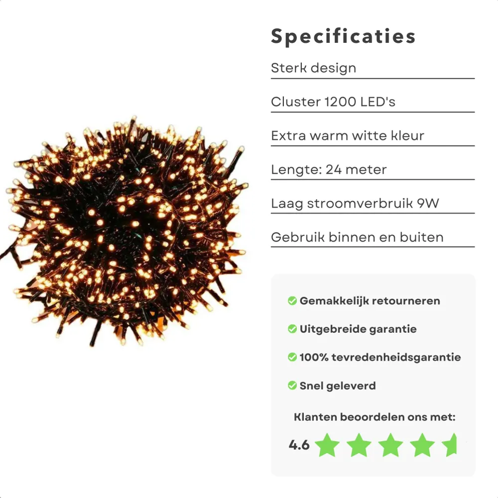 Cheqo® Kerstboomverlichting - Micro Clusterverlichting - Kerstlampjes - Led Verlichting - Kerstverlichting voor Binnen en...
