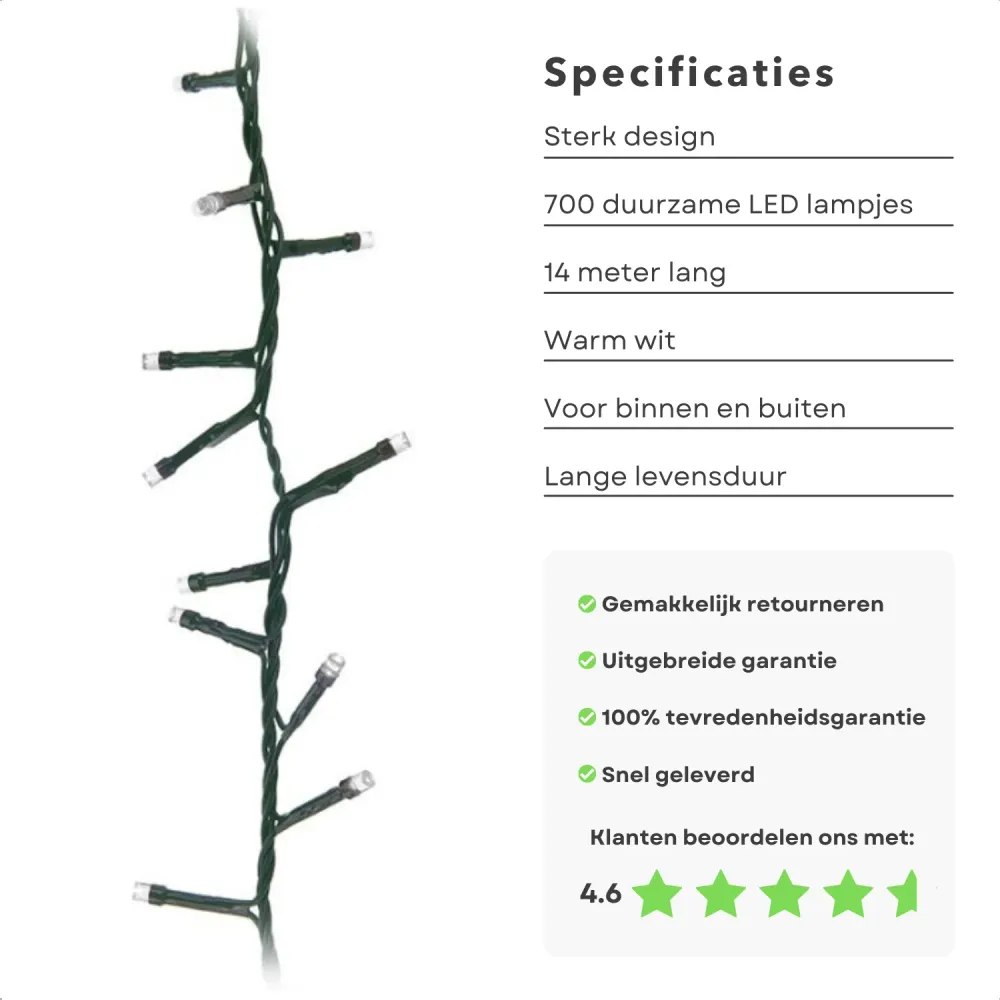 Cheqo® Kerstboomverlichting - Micro Clusterverlichting - Kerstlampjes - Led Verlichting - Kerstverlichting voor Binnen en...