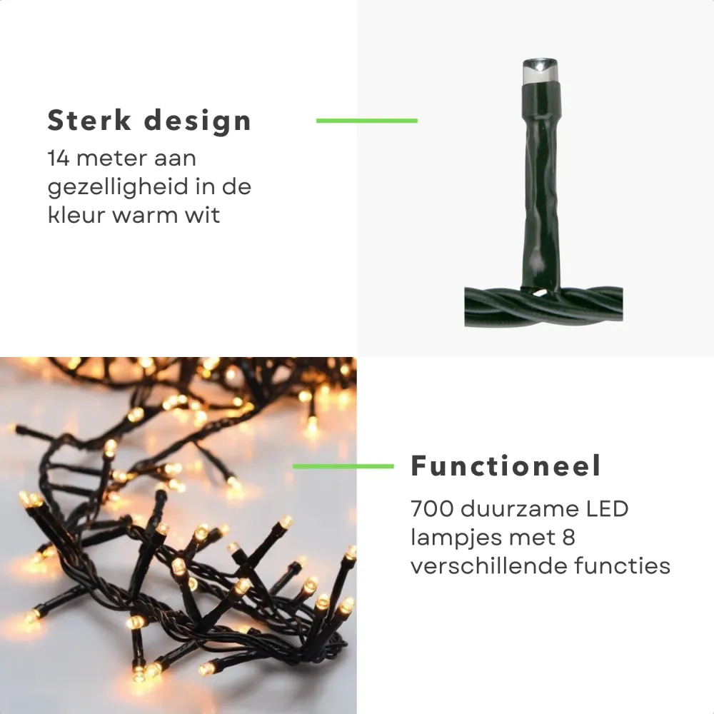 Cheqo® Kerstboomverlichting - Micro Clusterverlichting - Kerstlampjes - Led Verlichting - Kerstverlichting voor Binnen en...