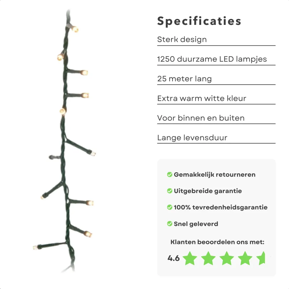 Cheqo® Kerstboomverlichting - Micro Clusterverlichting - Kerstlampjes - Led Verlichting - Kerstverlichting voor Binnen en...