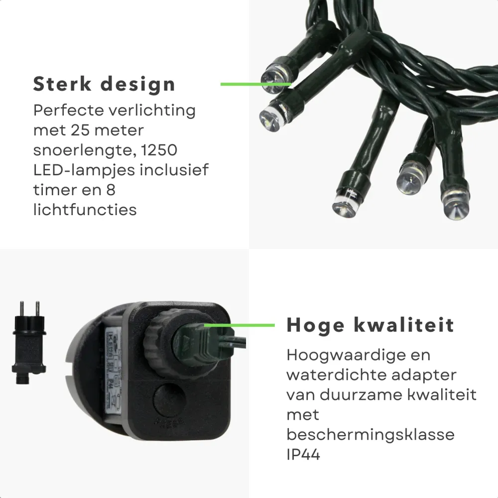 Cheqo® Kerstboomverlichting - Micro Clusterverlichting - Kerstlampjes - Led Verlichting - Kerstverlichting voor Binnen en...