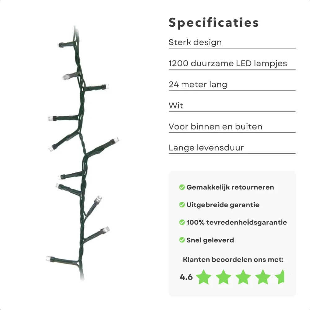 Cheqo® Kerstboomverlichting - Micro Clusterverlichting - Kerstlampjes - Led Verlichting - Kerstverlichting voor Binnen en...