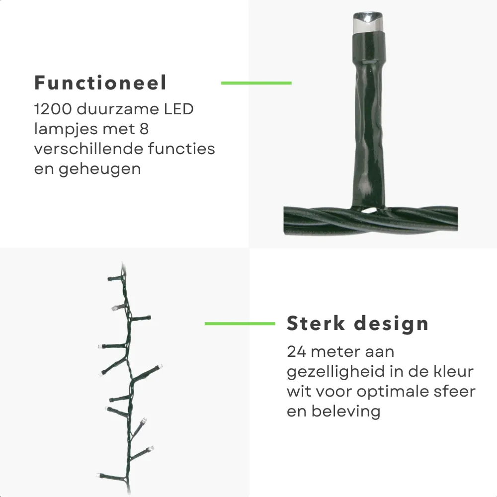 Cheqo® Kerstboomverlichting - Micro Clusterverlichting - Kerstlampjes - Led Verlichting - Kerstverlichting voor Binnen en...