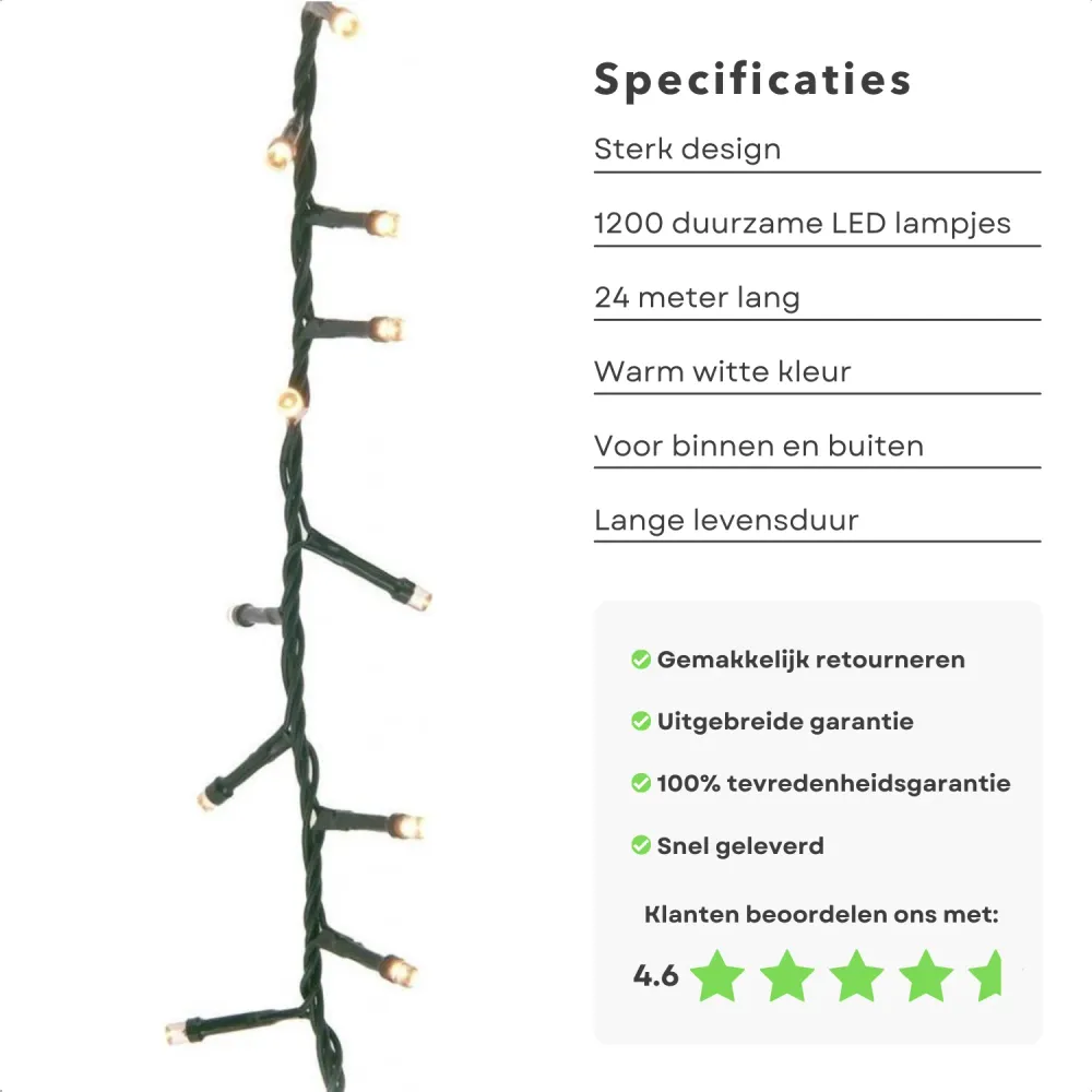 Cheqo® Kerstboomverlichting - Micro Clusterverlichting - Kerstlampjes - Led Verlichting - Kerstverlichting voor Binnen en...
