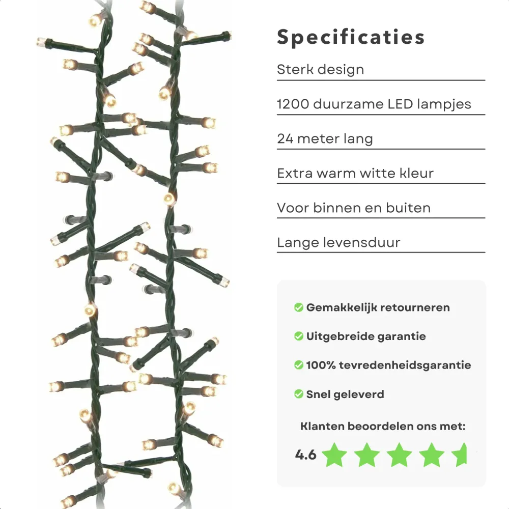 Cheqo® Kerstboomverlichting - Micro Clusterverlichting - Kerstlampjes - Led Verlichting - Kerstverlichting voor Binnen en...