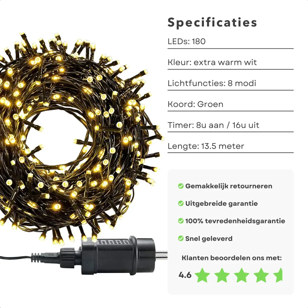 Cheqo® Kerstverlichting - Kerstboomverlichting - Kerstlampjes - Sfeerverlichting - LED Verlichting - Voor Binnen en Buiten...
