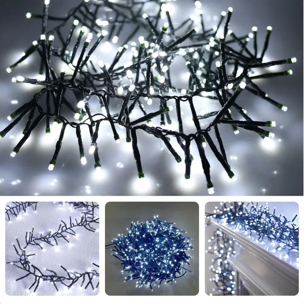 Cheqo® Maxi Cluster Kerstverlichting - Kerstboomverlichting - Clusterverlichting - Kerstlampjes - 800 Led - Wit - Timer -...