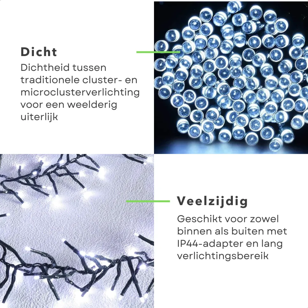 Cheqo® Maxi Cluster Kerstverlichting - Kerstboomverlichting - Clusterverlichting - Kerstlampjes - 800 Led - Wit - Timer -...