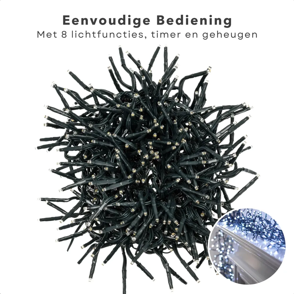 Cheqo® Maxi Cluster Kerstverlichting - Kerstboomverlichting - Clusterverlichting - Kerstlampjes - 800 Led - Wit - Timer -...