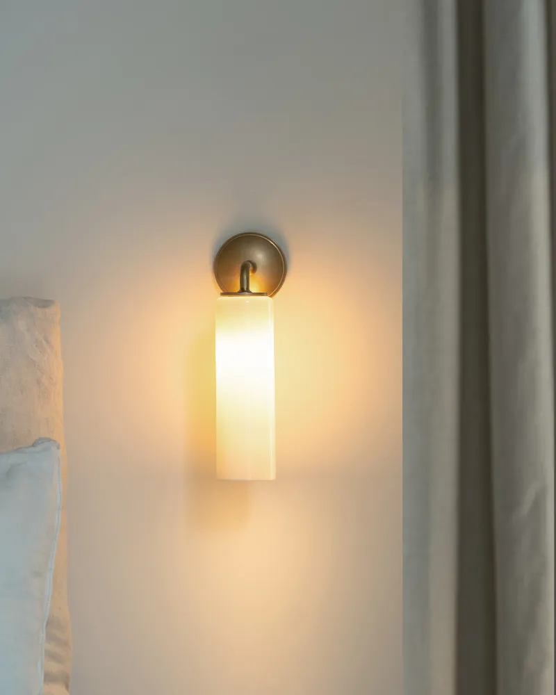 Claremont Kleine Wandlamp Fijn Porselein - Antiek Messing
