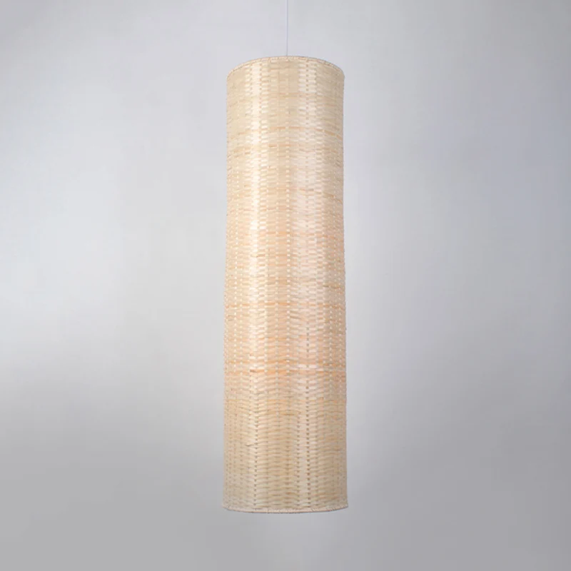 10"/12" W cilinder hangende hanglamp Aziatische stijl rotan 1 lichtbeige plafondverlichting voor restaurant Clearhalo
