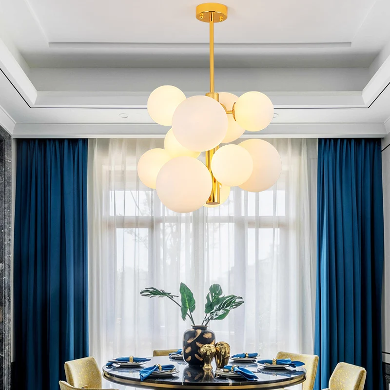 10/13 Lampen Global Kroonluchterlamp Modernisme Melkglas Hanglampset goud Clearhalo