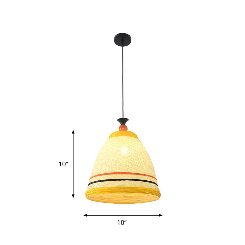 10"/14"/16" brede taps toelopende plafondlamp moderne rotan 1 lamp geel/bruin hangende hanglamp Clearhalo