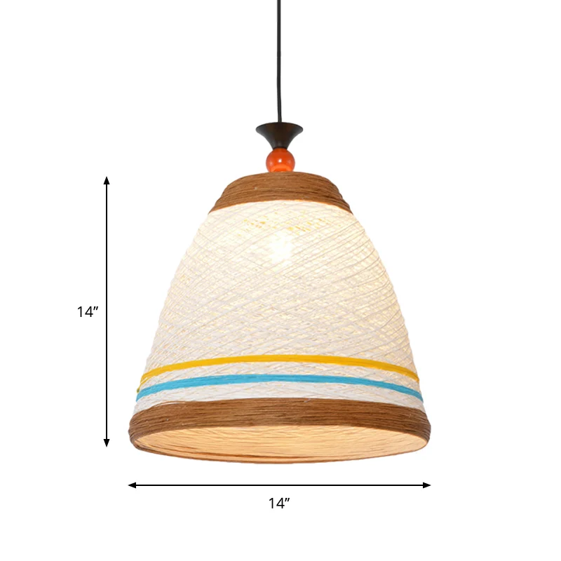 10"/14"/16" brede taps toelopende plafondlamp moderne rotan 1 lamp geel/bruin hangende hanglamp Clearhalo