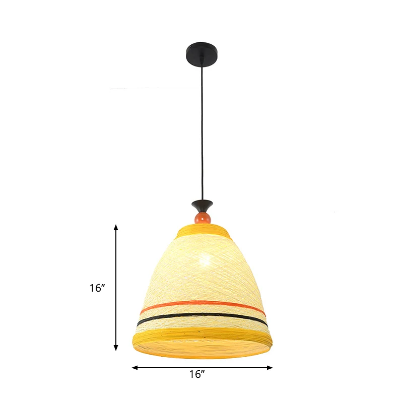 10"/14"/16" brede taps toelopende plafondlamp moderne rotan 1 lamp geel/bruin hangende hanglamp Clearhalo