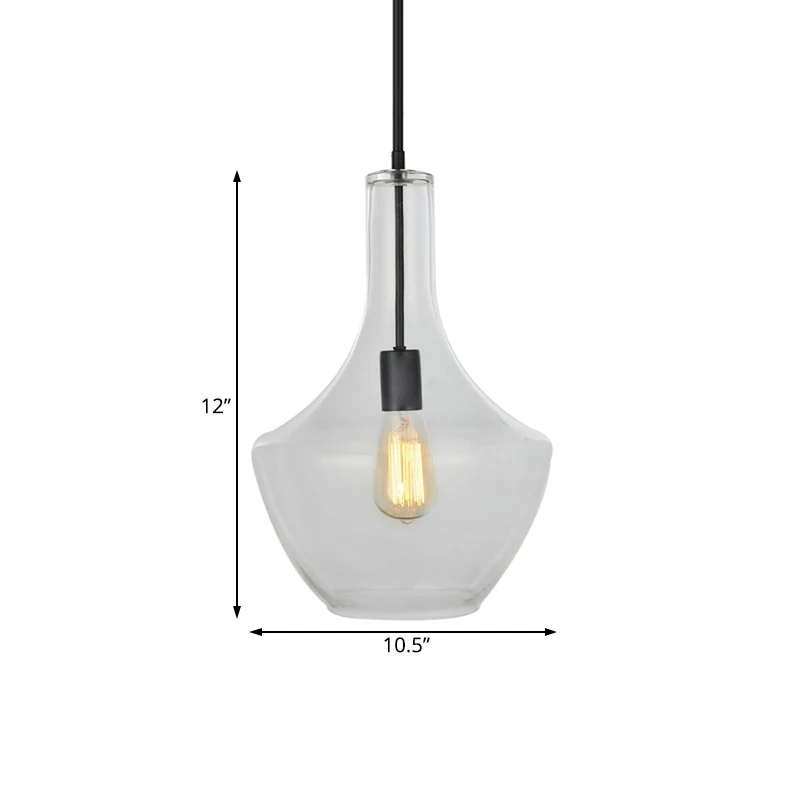 10.5 "/12"/14 "brede urnvorm helder glazen hanglamp modernistische 1 licht zwarte hangende hanglamp voor woonkamer Clearhalo