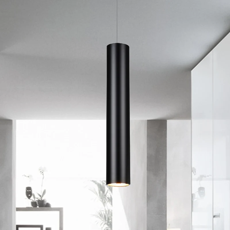 11"/19"/27" hoogte cilinder aluminium hanglamp minimalistisch zwart LED-licht voor eetkamer warm/wit Clearhalo