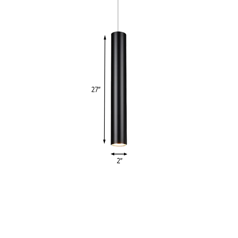 11"/19"/27" hoogte cilinder aluminium hanglamp minimalistisch zwart LED-licht voor eetkamer warm/wit Clearhalo