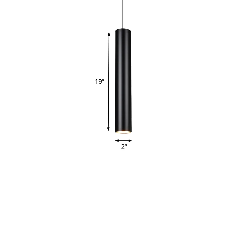 11"/19"/27" hoogte cilinder aluminium hanglamp minimalistisch zwart LED-licht voor eetkamer warm/wit Clearhalo