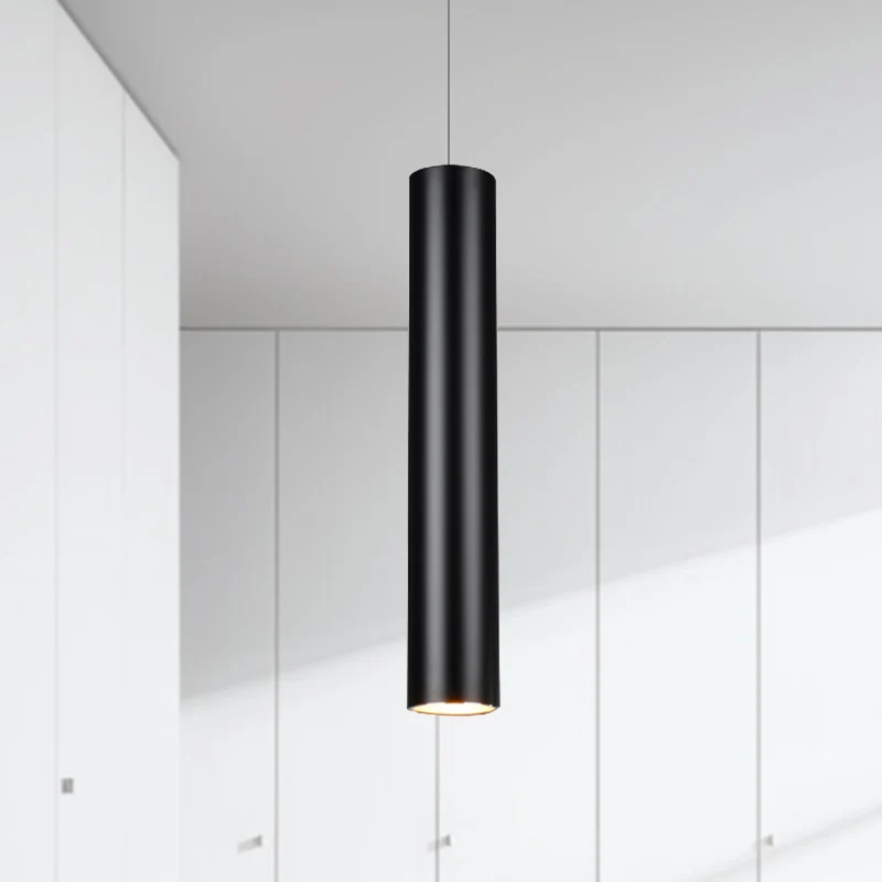 11"/19"/27" hoogte cilinder aluminium hanglamp minimalistisch zwart LED-licht voor eetkamer warm/wit Clearhalo