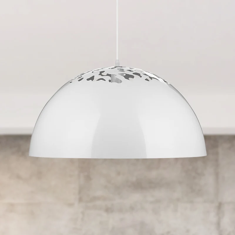 12"/16" dia industriële koepelvormige hanglamp 1 licht metalen ophanglamp met uitgehold ontwerp zwart/wit Clearhalo