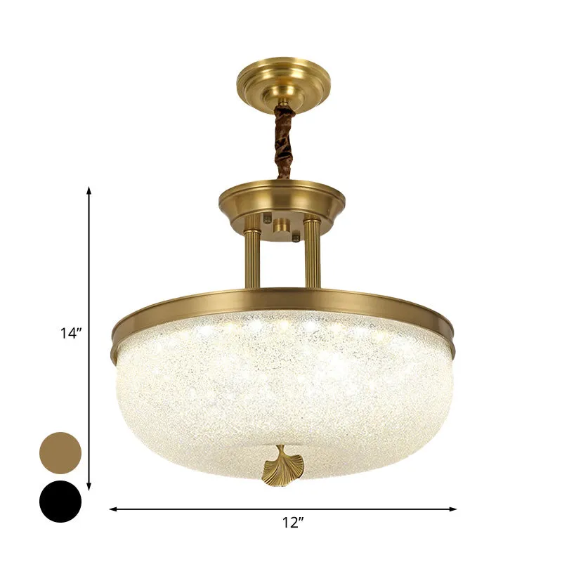 12"/16" W goud/zwarte kom hangende kroonluchter Vintage mat wit glazen eetkamer LED hanglamp Clearhalo