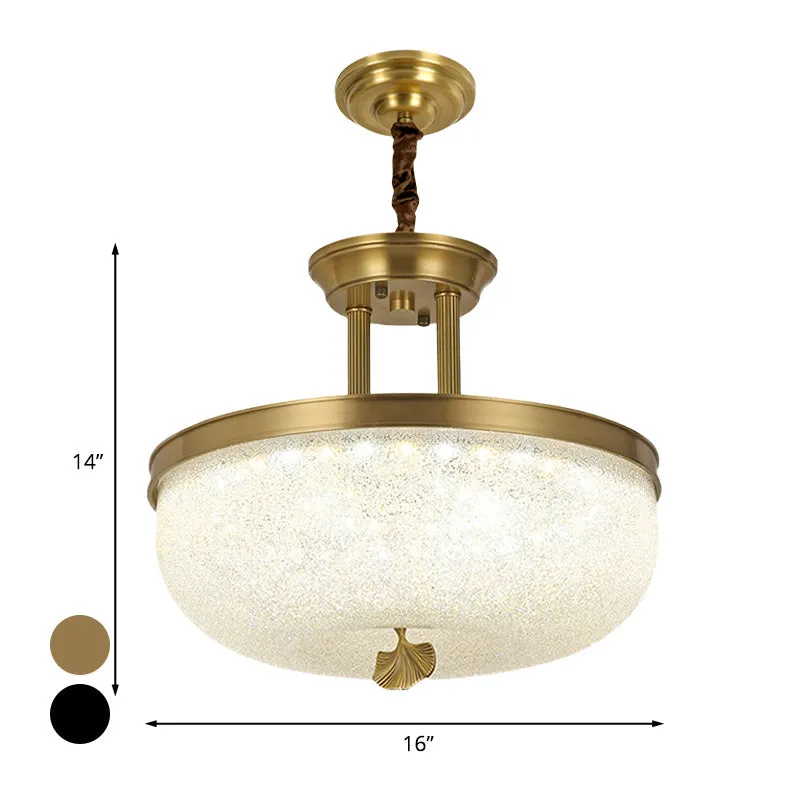 12"/16" W goud/zwarte kom hangende kroonluchter Vintage mat wit glazen eetkamer LED hanglamp Clearhalo